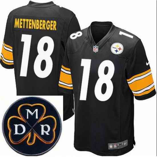 Men's Nike Pittsburgh Steelers #18 Zach Mettenberger Elite Black NFL MDR Dan Rooney Patch Jersey